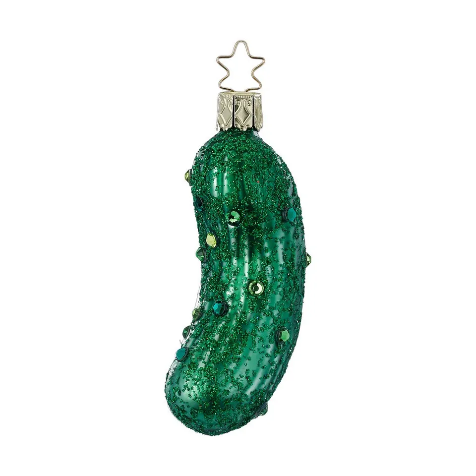 inge-glas-prachtvolle-gurke-christbaumschmuck-aus-glas-9-cm-gr-n image 1