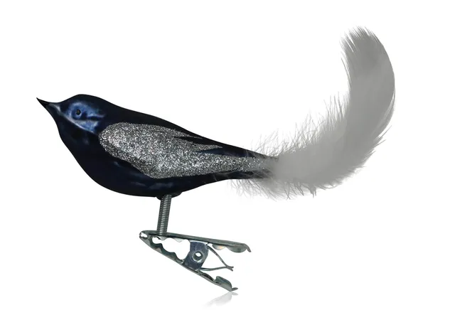 lauschaer-glas-vogel-mit-federschwanz-dunkelblau-matt-3-st-ck image 1