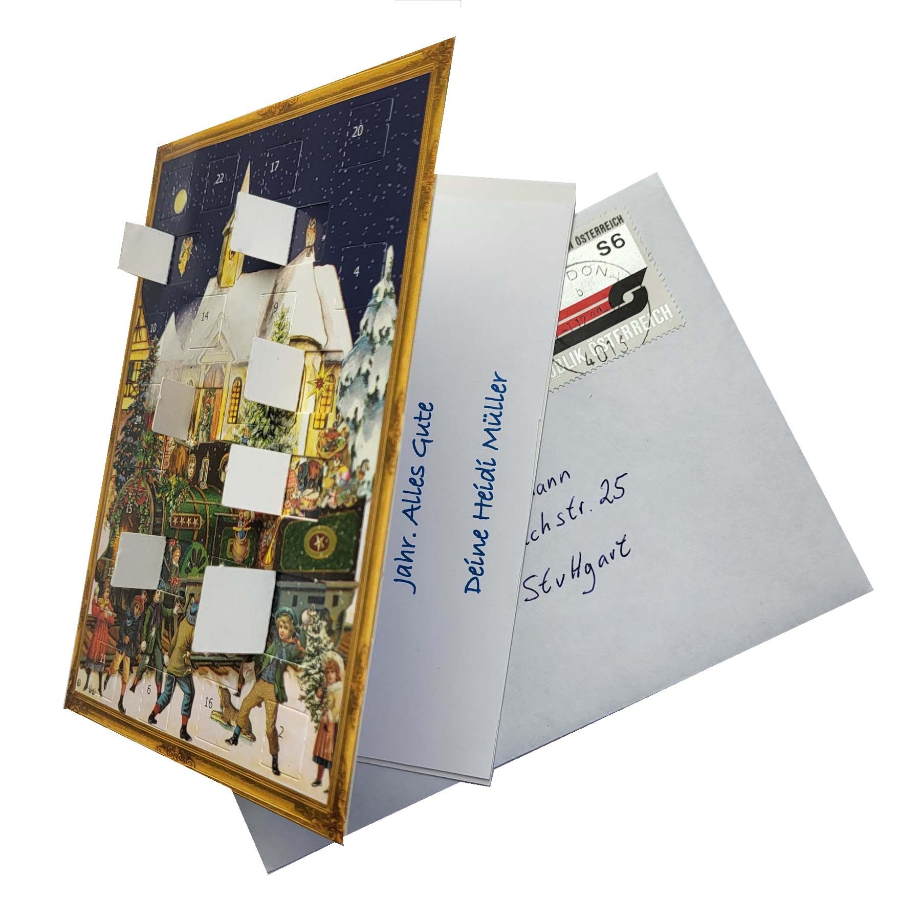 sellmer-verlag-postkarten-adventskalender-weihnachtszug-a6-kalender-zum-verschic image 2