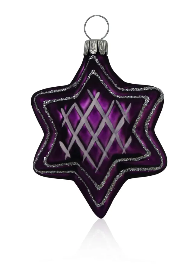 lauschaer-glas-sterne-lila-matt-mit-dekor-4-st-ck-christbaumschmuck image 1