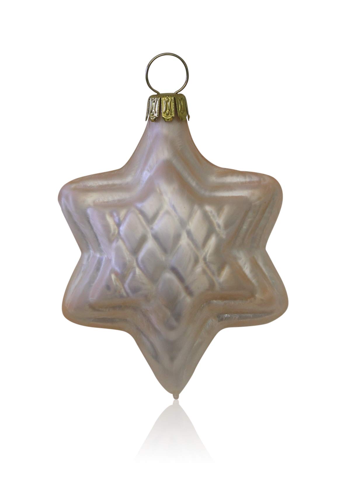 lauschaer-glas-christbaumschmuck-sterne-eislack-champagner-4-st-ck-mundgeblasen- image 1