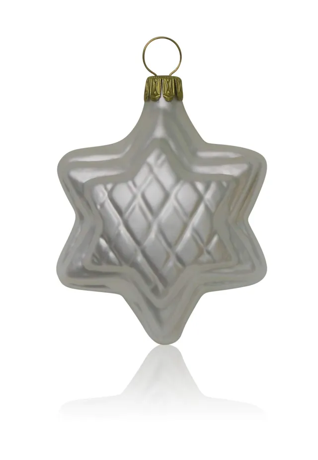 lauschaer-glas-christbaumschmuck-sterne-wei-matt-4-st-ck-mundgeblasen image 1