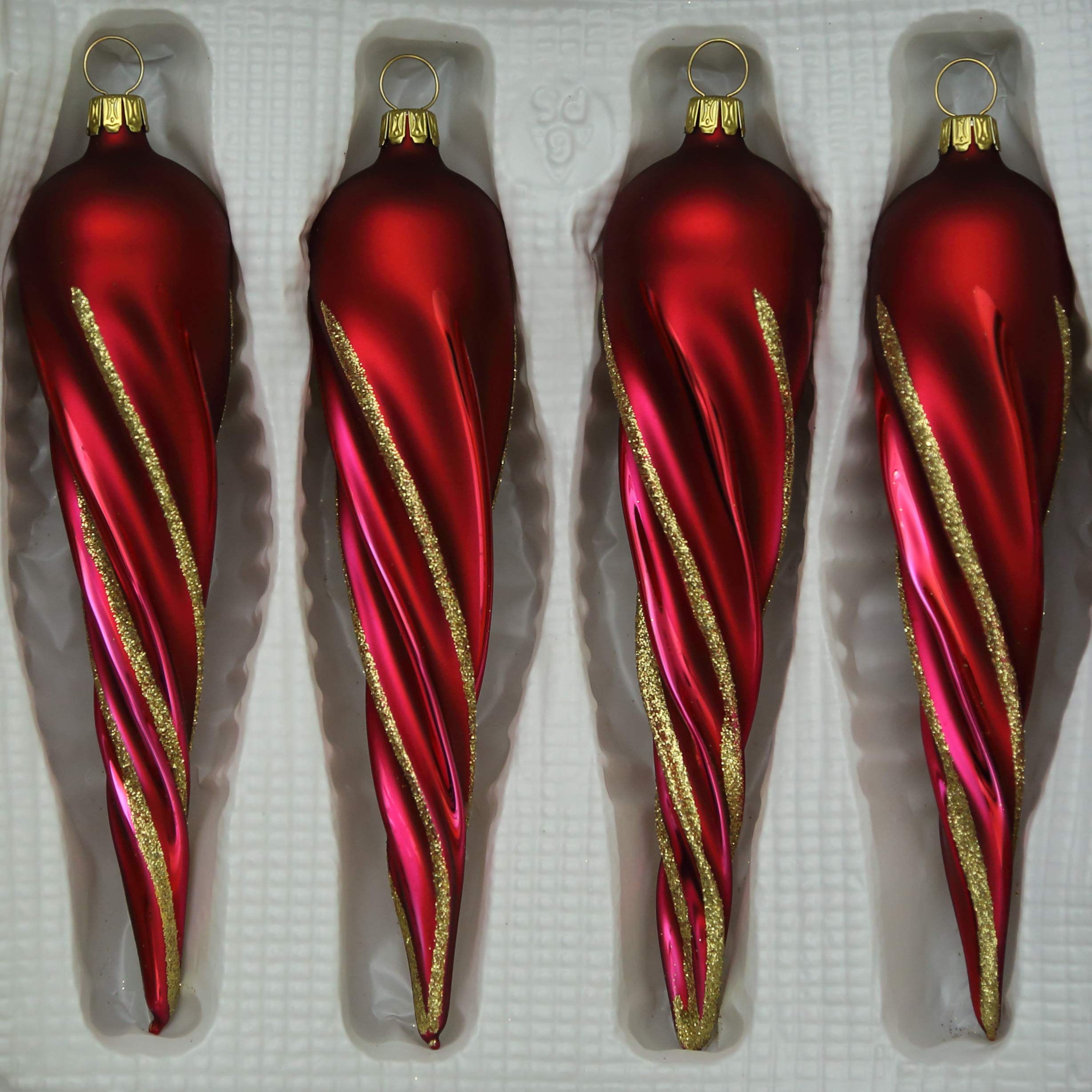 lauschaer-glas-christbaumschmuck-eiszapfen-dick-dunkelrot-matt-mit-dekor-4-st-ck image 2