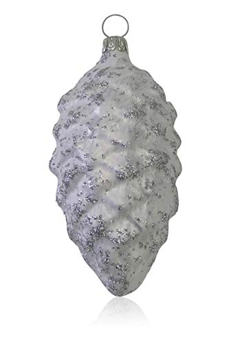 lauschaer-glas-christbaumschmuck-tannenzapfen-eislack-wei-mit-dekor-4-st-ck image 8