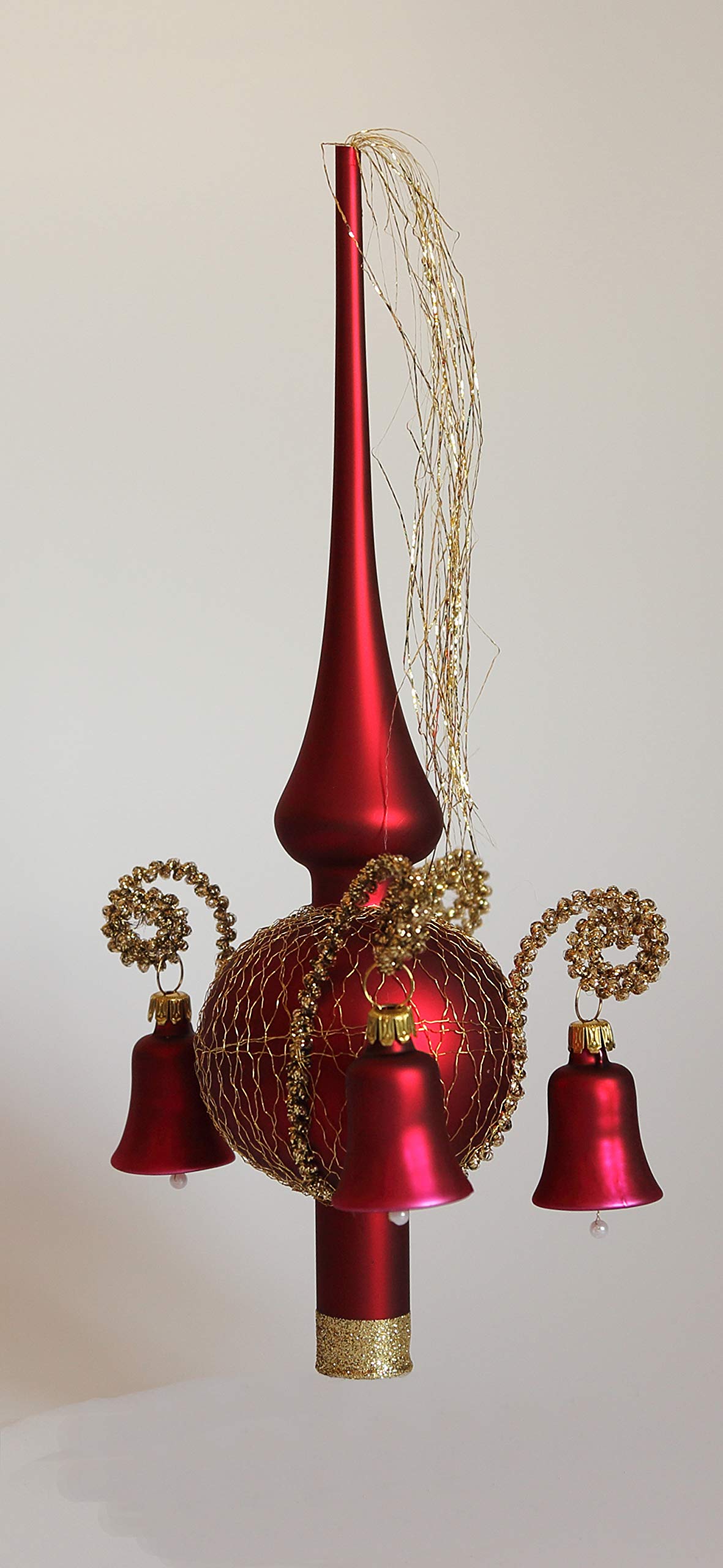 lauschaer-glas-weihnachtsbaumspitze-mit-gl-ckchen-rot-matt-l-28-cm image 7