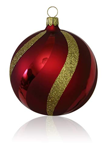 lauschaer-glas-christbaumkugeln-dunkelrot-matt-mit-dekor-5-st-ck-6-cm image 8