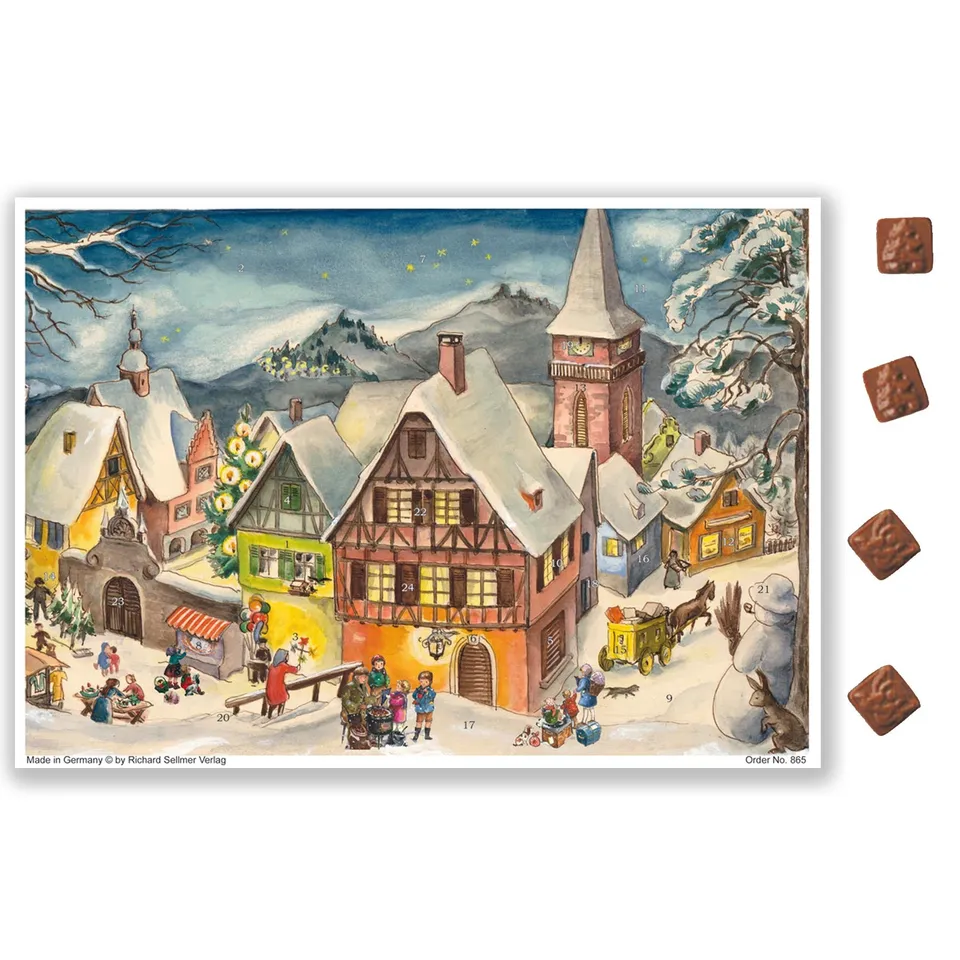 sellmer-verlag-schoko-adventskalender-verschneites-dorf image 1