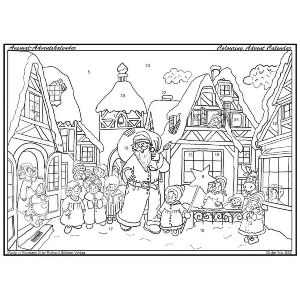 sellmer-verlag-ausmal-adventskalender-der-weihnachtsmann-kommt-in-die-stadt-a4-q image 1