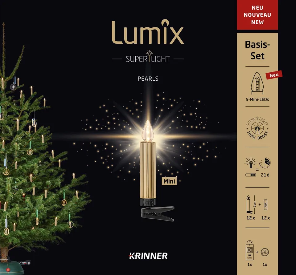 krinner-lumix-superlight-pearls-gold-mini-basis-led-kerzen image 1