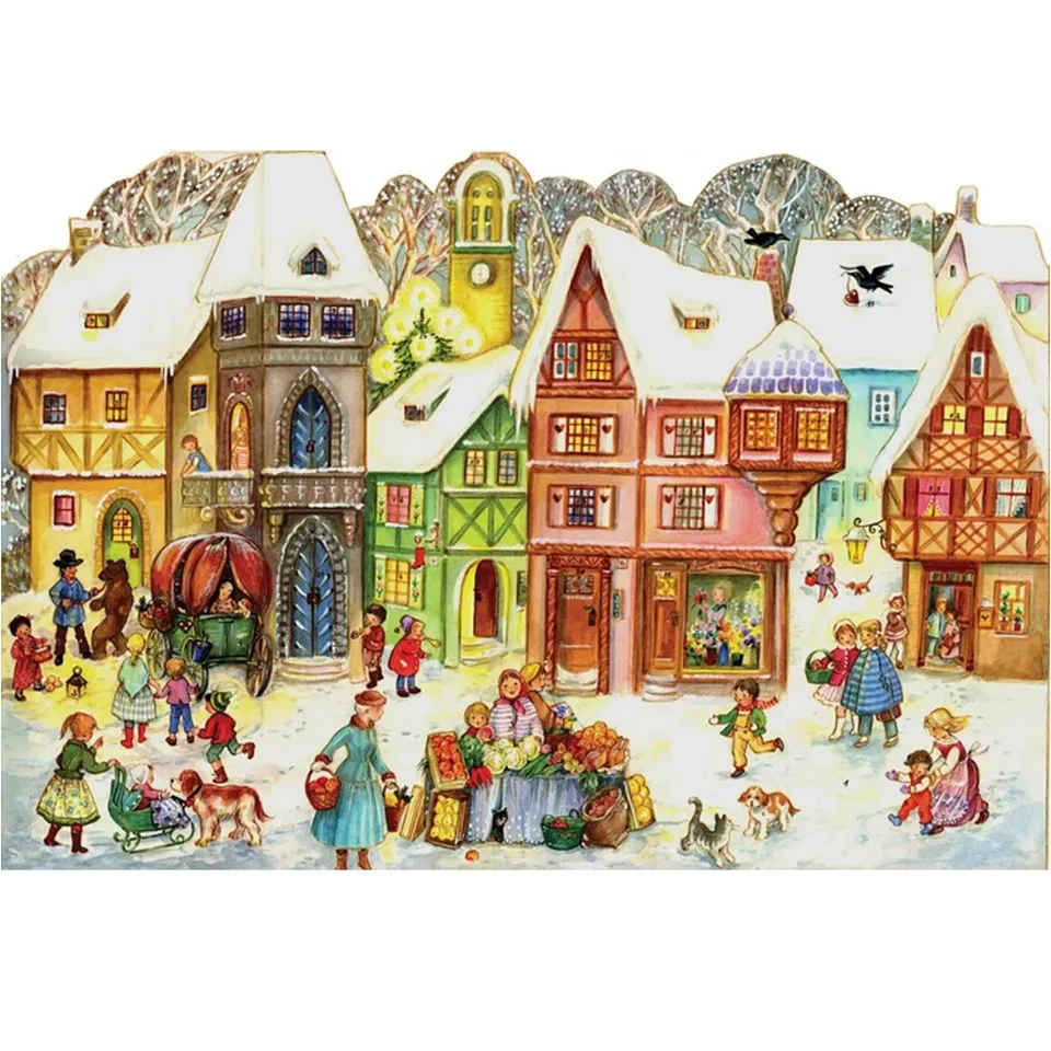 sellmer-verlag-adventskalender-marktplatz-konturgestanzter-papier-adventskalende image 1