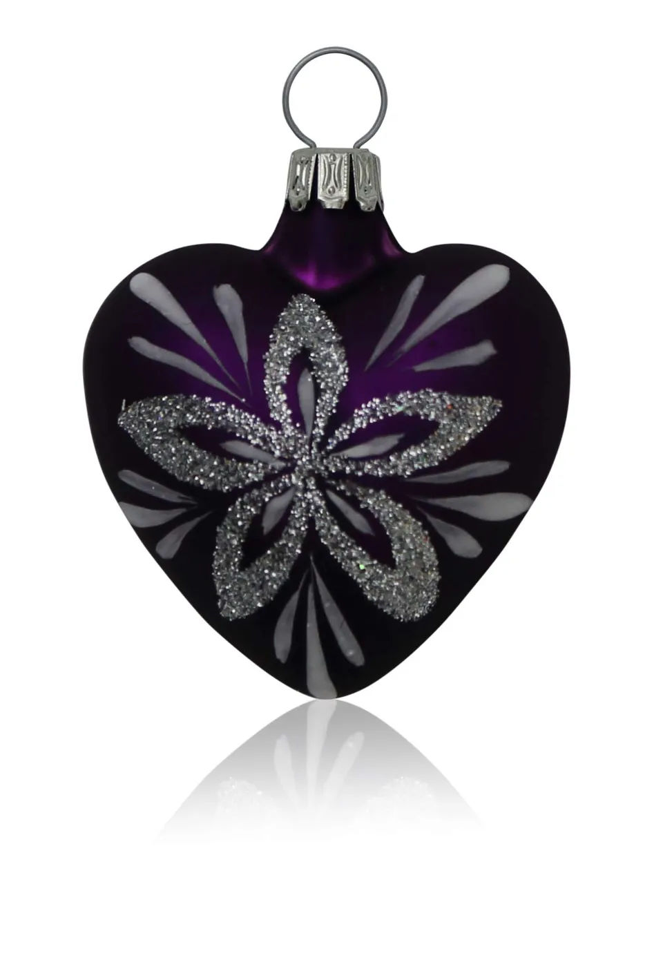 lauschaer-glas-christbaumschmuck-herzen-klein-lila-matt-mit-blumendekor-4-st-ck- image 1