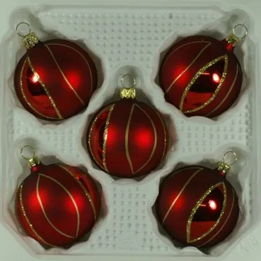 lauschaer-glas-christbaumkugeln-dunkelrot-matt-streifen-5-x-6-cm image 1