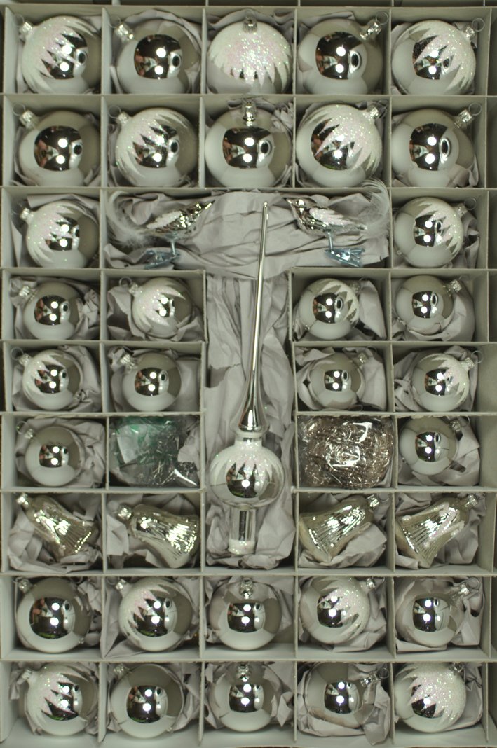 lauschaer-glas-sortiment-formglocken-silber-schneedach-41-teile-mundgeblasen image 1