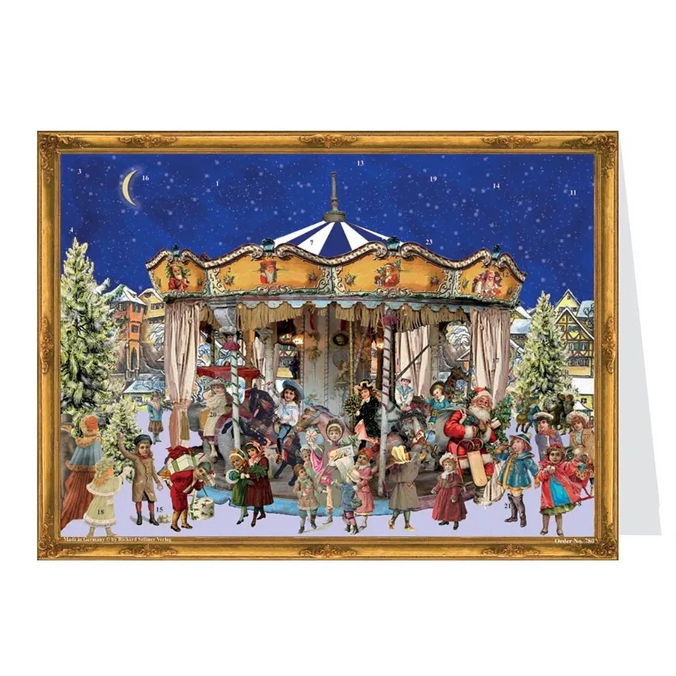 sellmer-verlag-postkarten-adventskalender-weihnachtskarussell-a5-querformat image 1