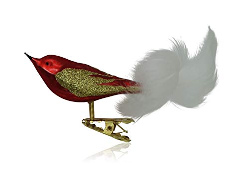 lauschaer-glas-vogel-mit-federschwanz-rot-matt-mundgeblasen-handdekoriert image 7