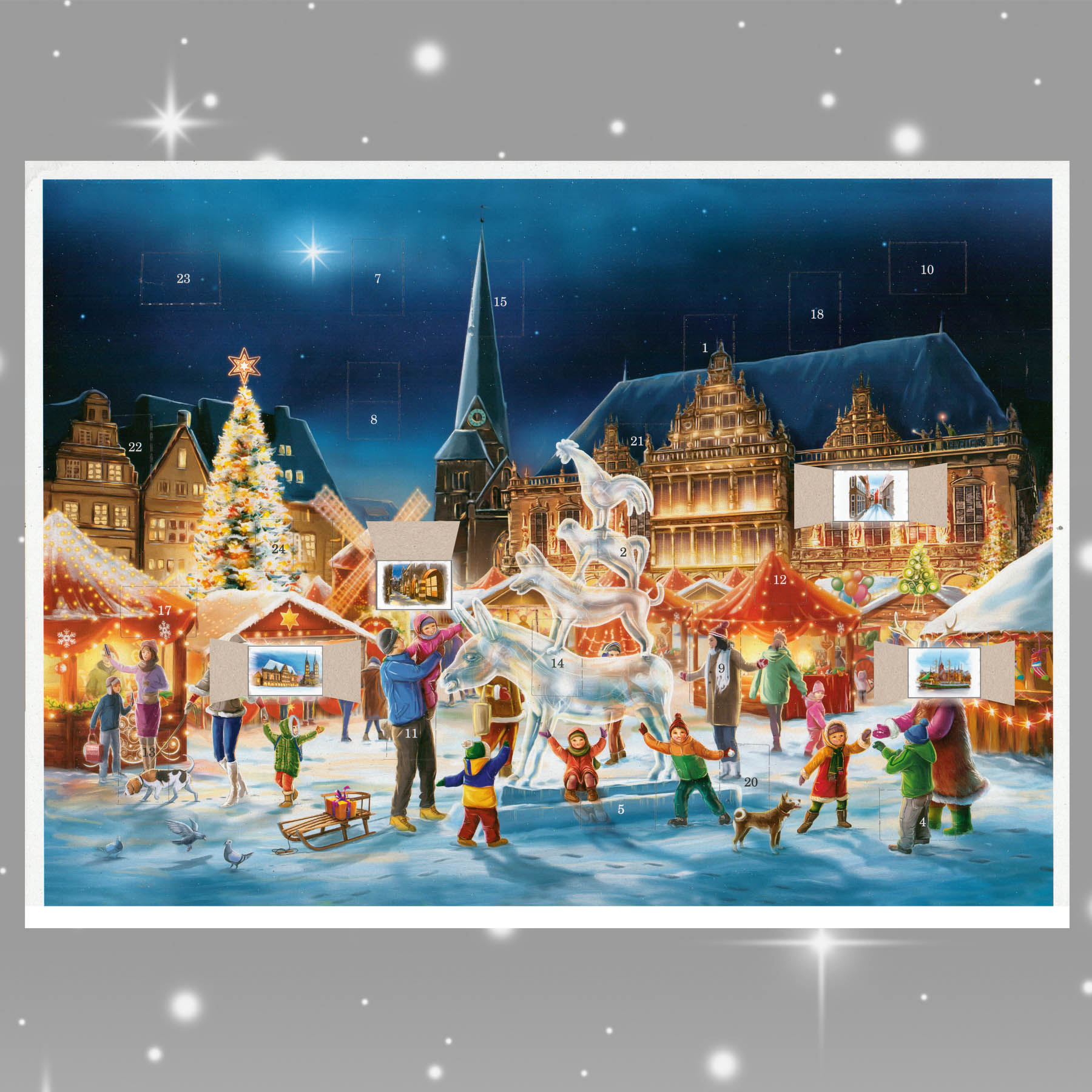 sellmer-verlag-adventskalender-bremen-a3-bremer-rathaus-stadtmusikanten-querform image 2