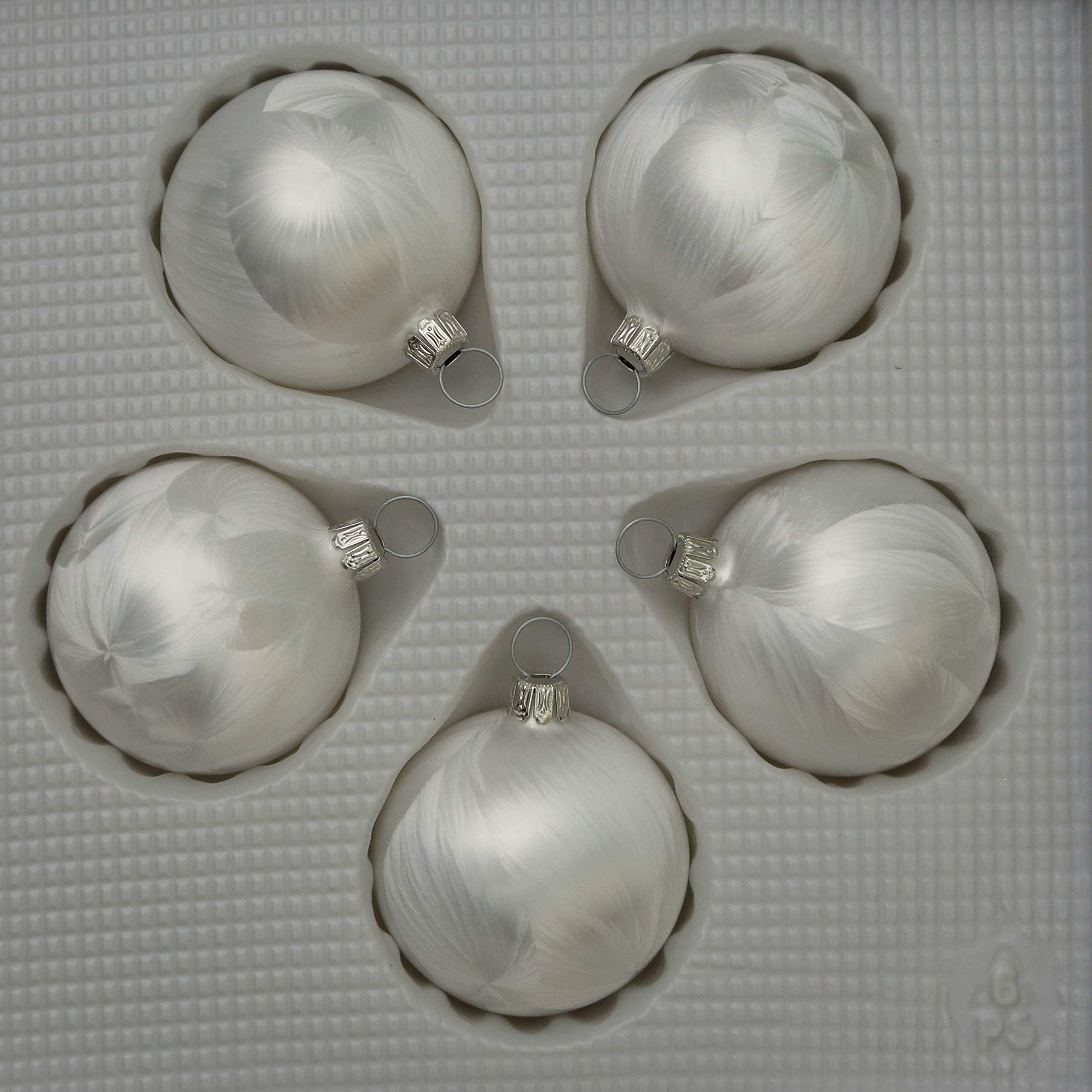 lauschaer-glas-christbaumkugeln-eislack-wei-5-st-ck-5cm-mundgeblasen image 2