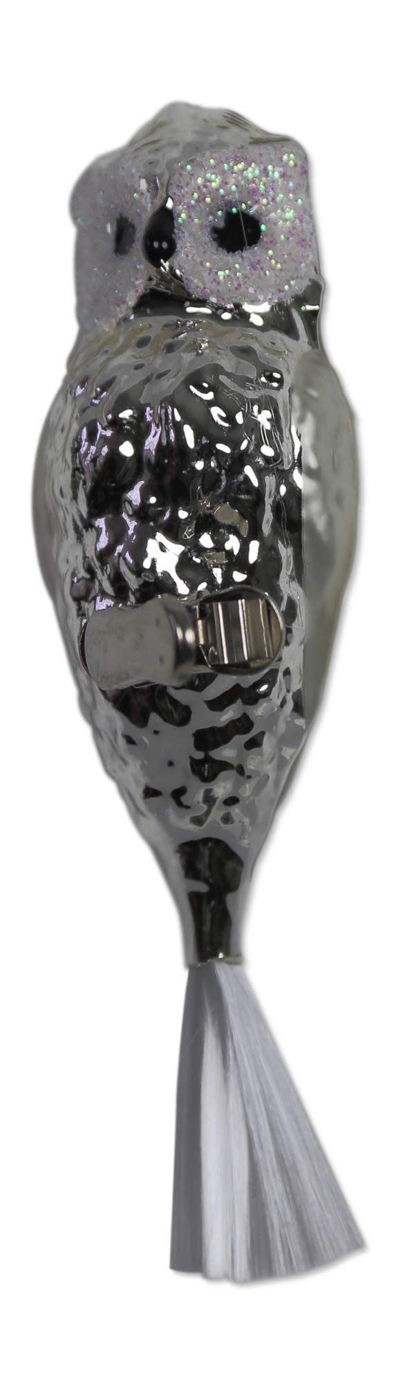 lauschaer-glas-christbaumschmuck-gro-e-eule-mit-glasschwanz-silber-mundgeblasen image 1