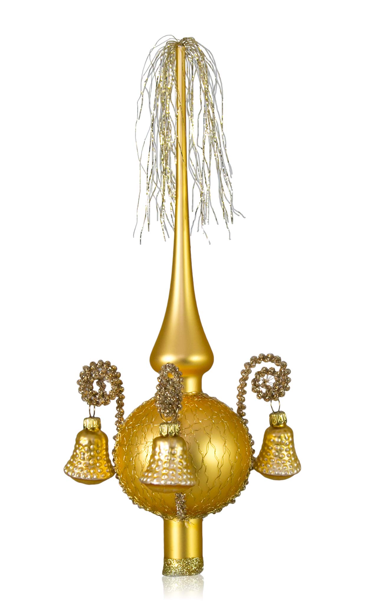 lauschaer-glas-weihnachtsbaumspitze-gold-matt-umsponnen-28-cm image 1