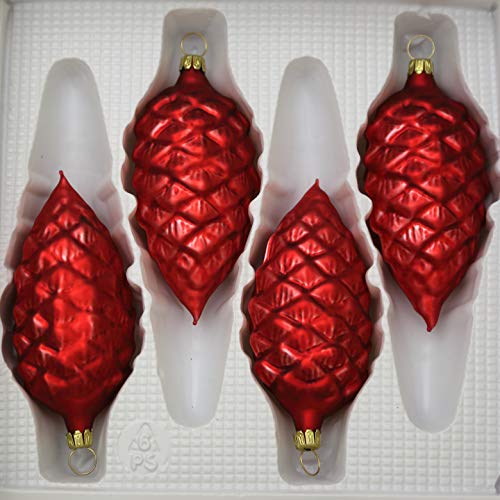 lauschaer-glas-tannenzapfen-rot-matt-4-st-ck-christbaumschmuck image 8