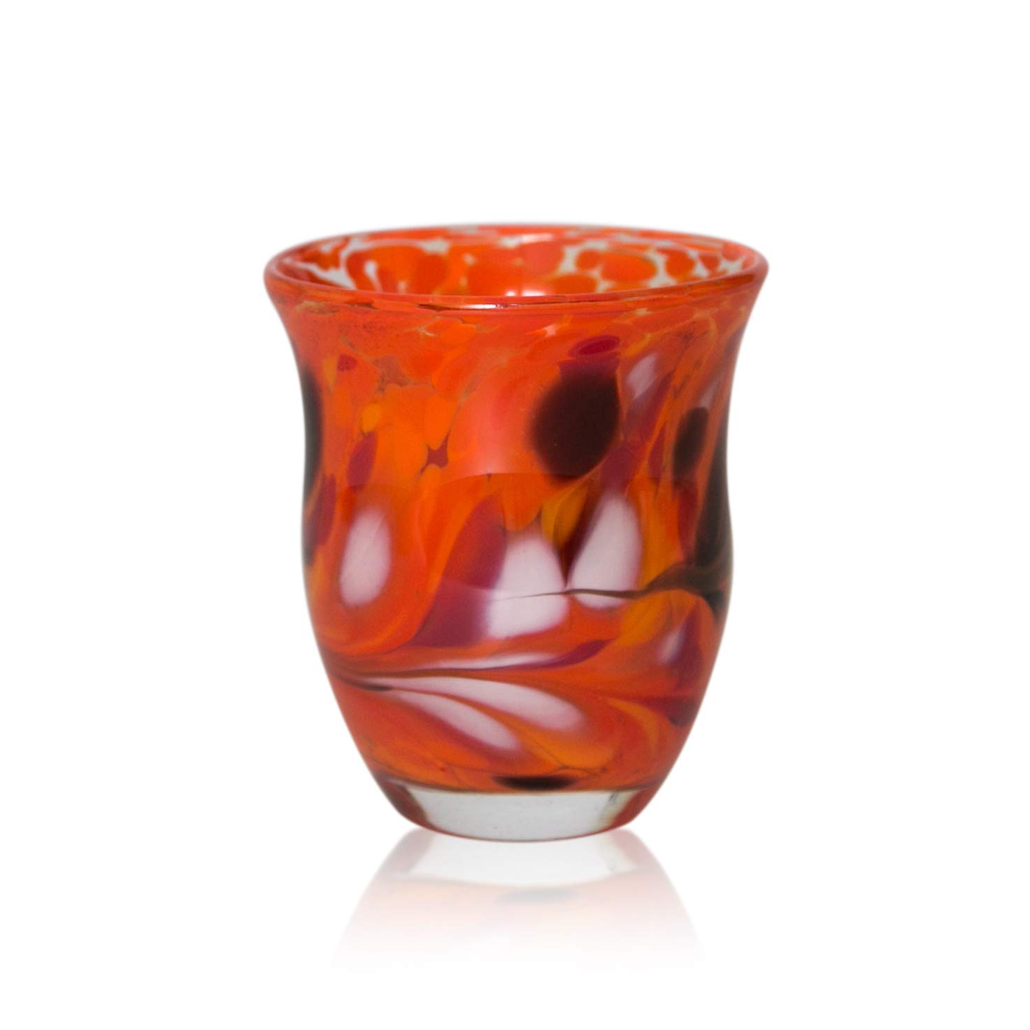 lauschaer-glas-windlicht-granulat-orange-h-13-cm-mundgeblasen-handgeformt image 1