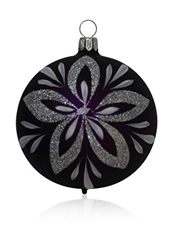 lauschaer-glas-christbaumkugeln-lila-matt-mit-blumendekor-5-st-ck-d-6cm image 8