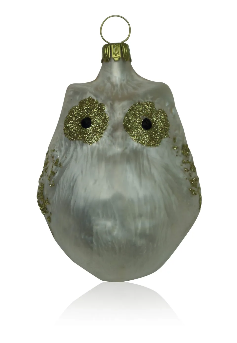 lauschaer-glas-eule-eislack-champagner-klein-mundgeblasen image 1