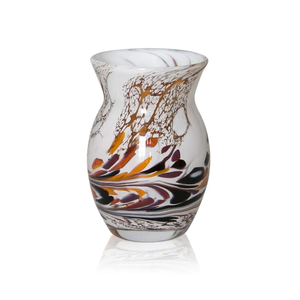 lauschaer-glas-vase-granulat-wei-h-13cm-mundgeblasen-handgeformt image 1
