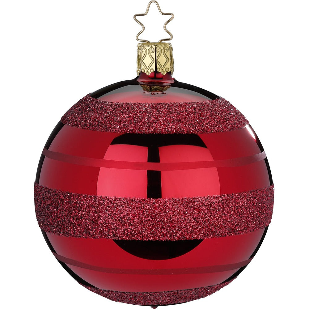 inge-glas-manufaktur-moderne-streifen-christbaumkugel-8-cm-rot image 1
