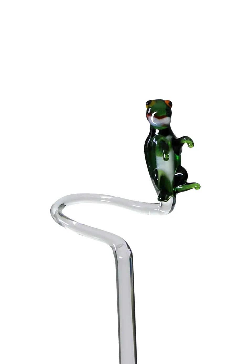lauschaer-glas-orchideenstab-blumenstab-mit-frosch-handgeformt image 1