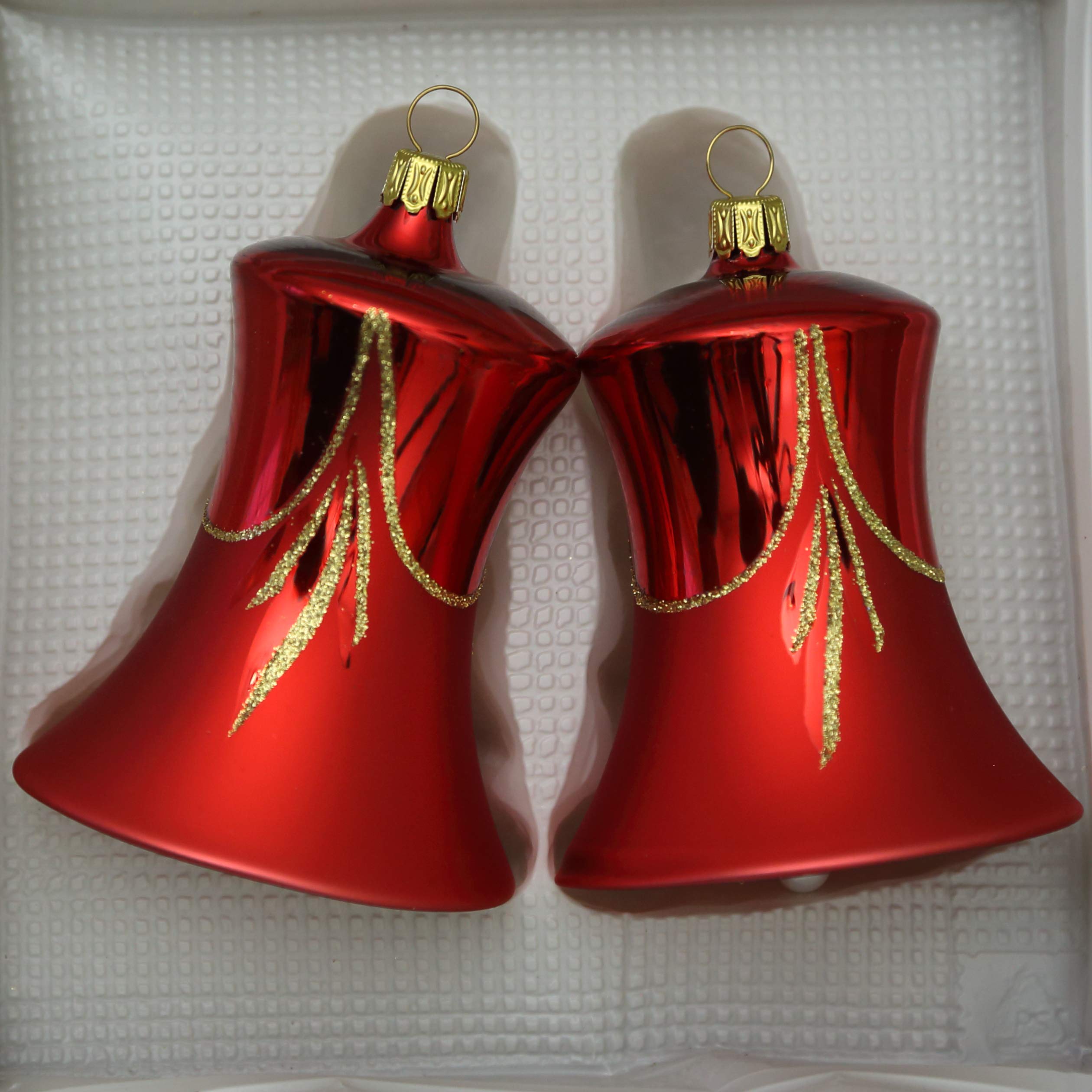 lauschaer-glas-christbaumschmuck-glocken-gro-rot-glanz-matt-2-st-ck-d-7cm image 2