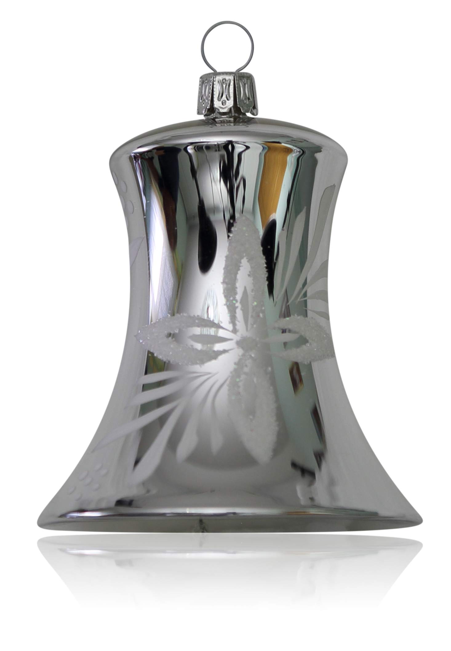 lauschaer-glas-christbaumschmuck-glocken-gro-silber-mit-wei-en-blumen-2-st-ck-7- image 1
