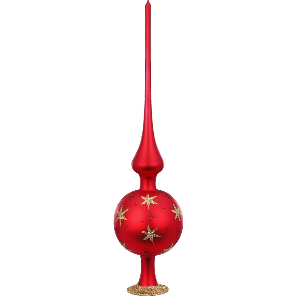 inge-glas-baumspitze-sternenhimmel-33-cm-rot-matt image 1