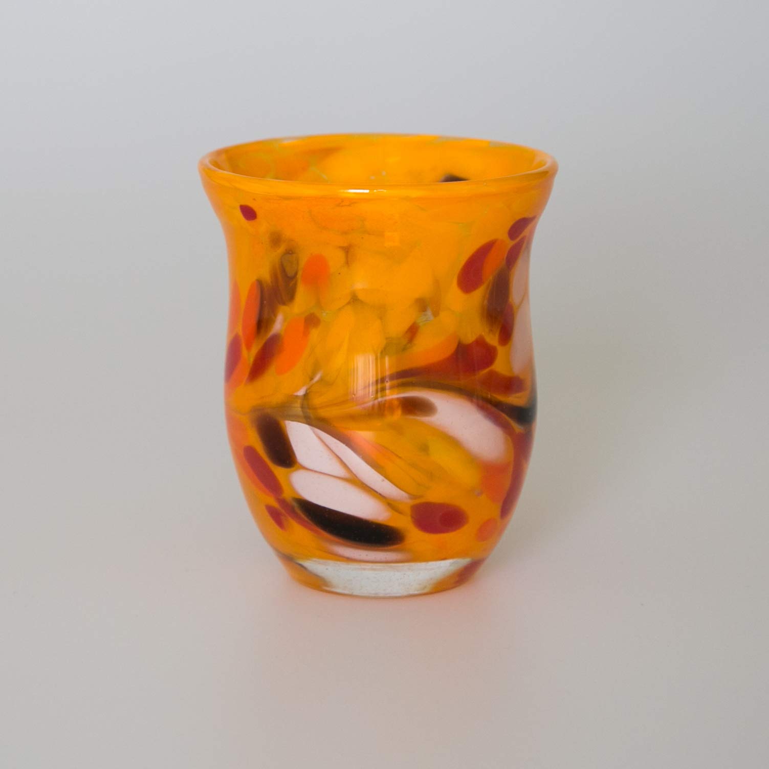 lauschaer-glas-windlicht-granulat-gelb-h-13-cm-mundgeblasen-handgeformt image 2