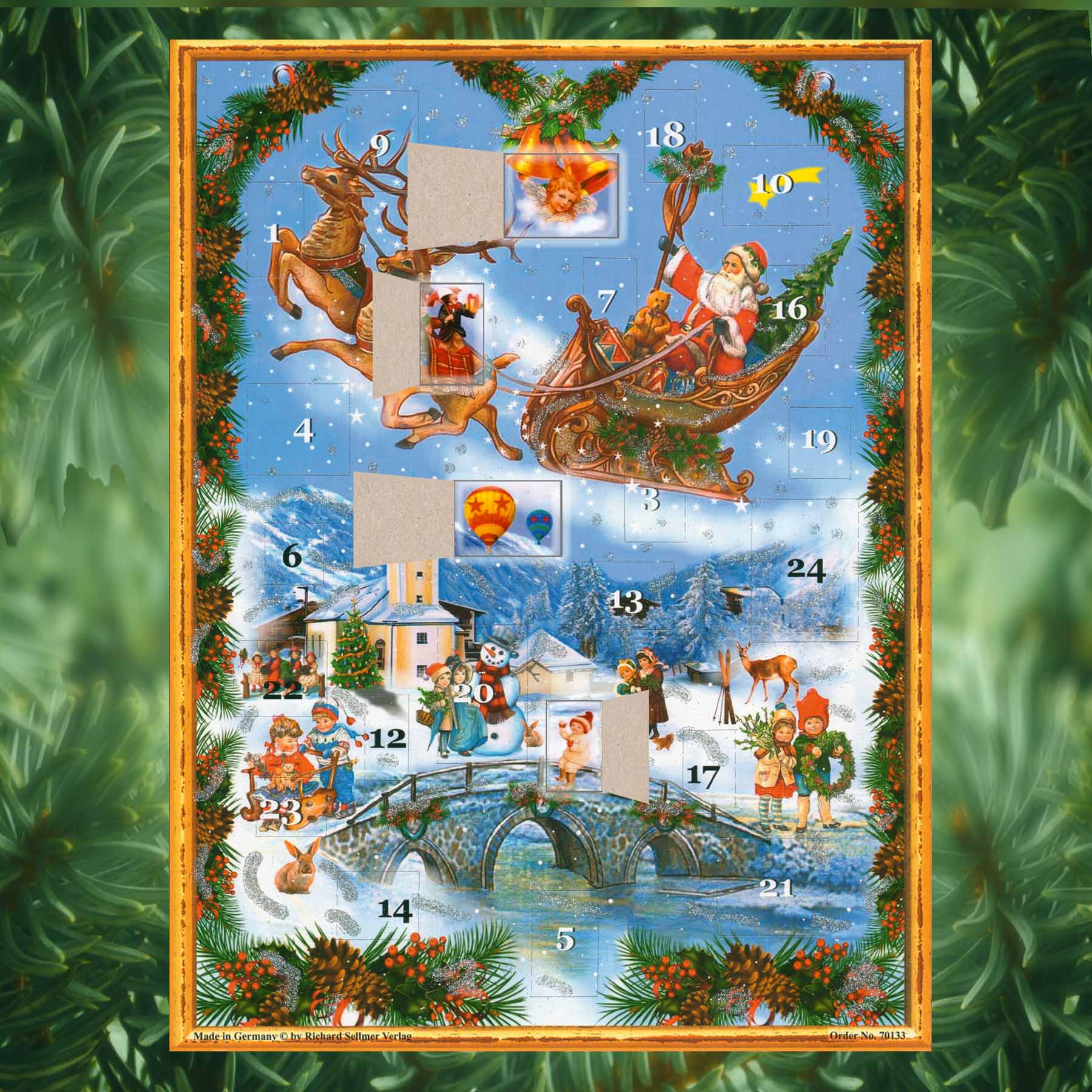 sellmer-verlag-adventskalender-weihnachtsmann-im-schlitten-gro-format-hochformat image 2