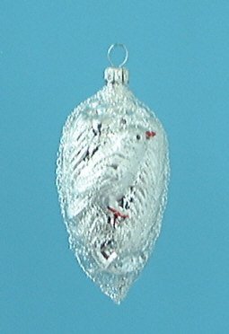 lauschaer-glas-zapfen-mit-vogel-silber-umsponnen-christbaumschmuck image 1