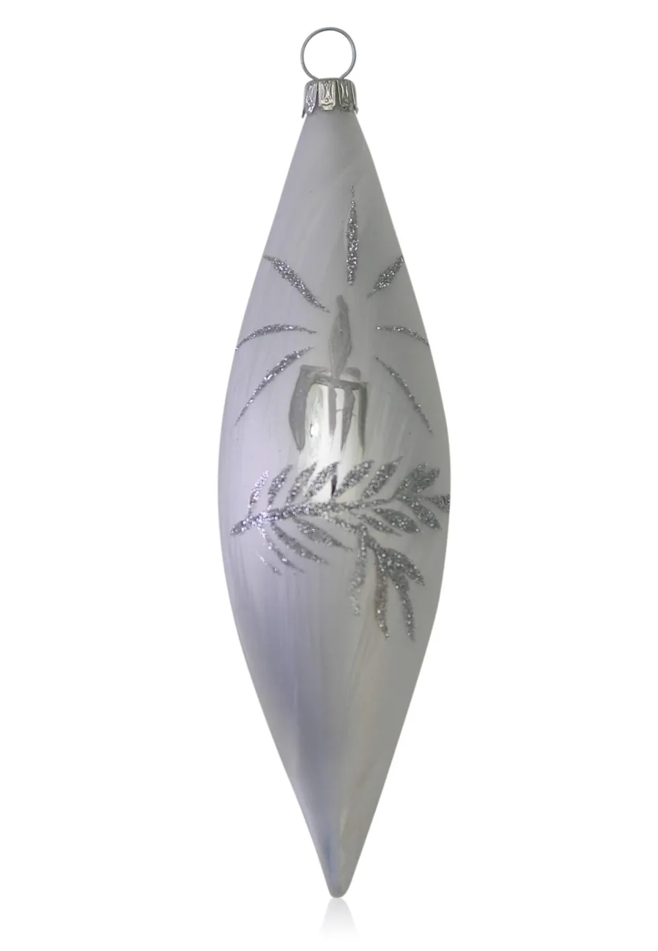 lauschaer-glas-christbaumschmuck-oliven-eislack-wei-mit-kerze-4-st-ck image 1