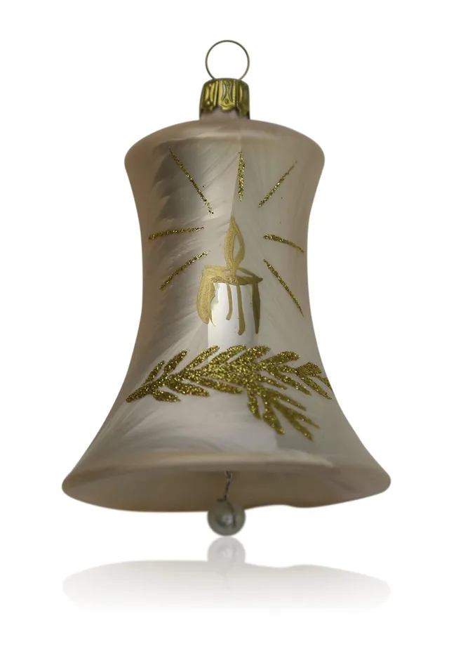 lauschaer-glas-christbaumschmuck-glocken-gro-eislack-champagner-mit-kerze-2-st-c image 1