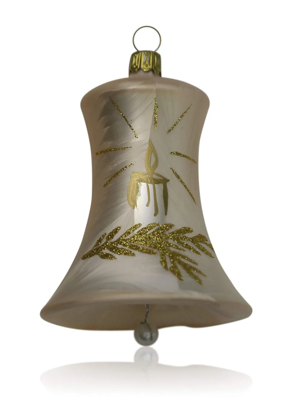 lauschaer-glas-christbaumschmuck-glocken-gro-eislack-champagner-mit-kerze-2-st-c image 1