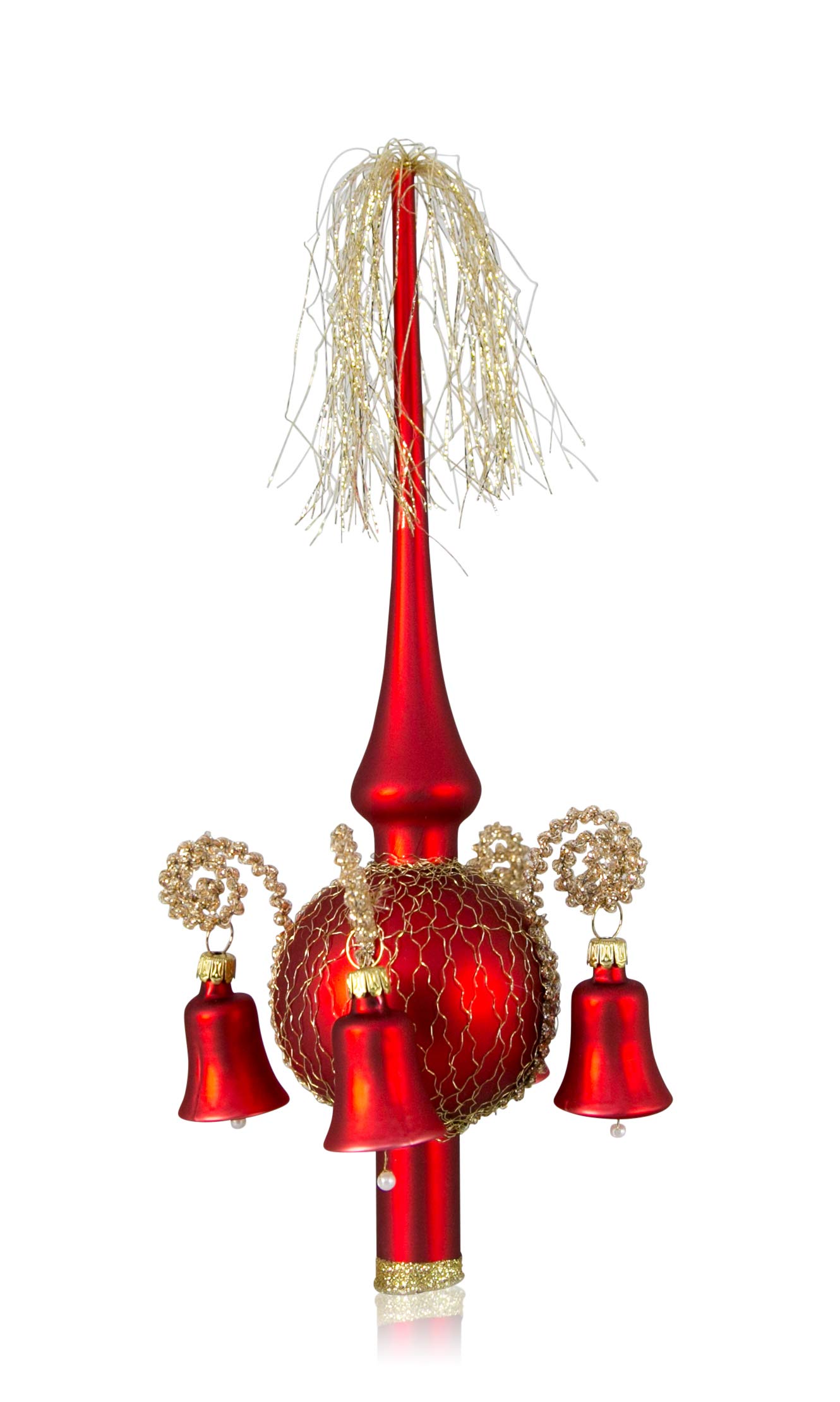 lauschaer-glas-weihnachtsbaumspitze-mit-gl-ckchen-rot-matt-l-28-cm image 1