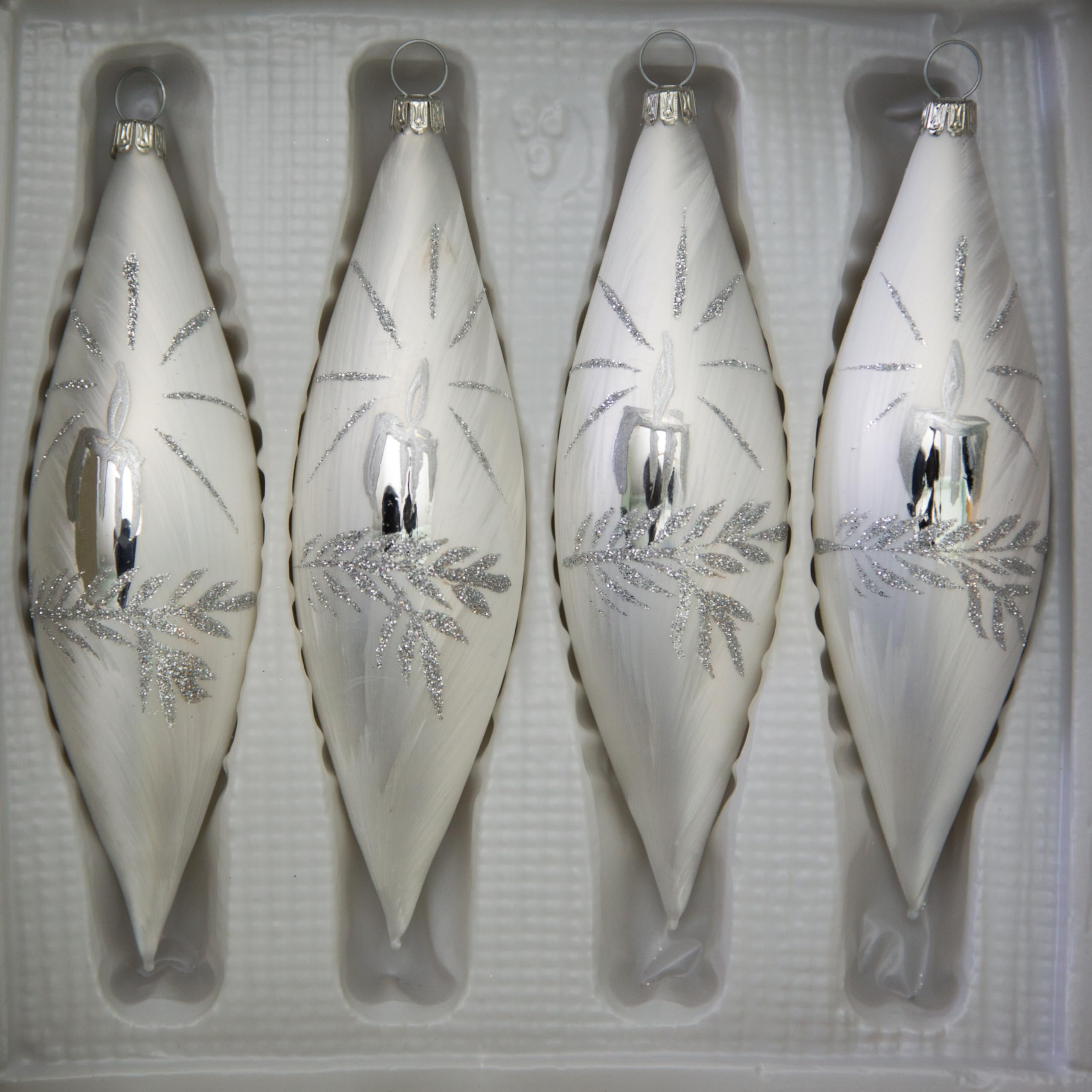lauschaer-glas-christbaumschmuck-oliven-eislack-wei-mit-kerze-4-st-ck image 2