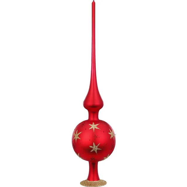 inge-glas-baumspitze-sternenhimmel-33-cm-rot-matt image 1