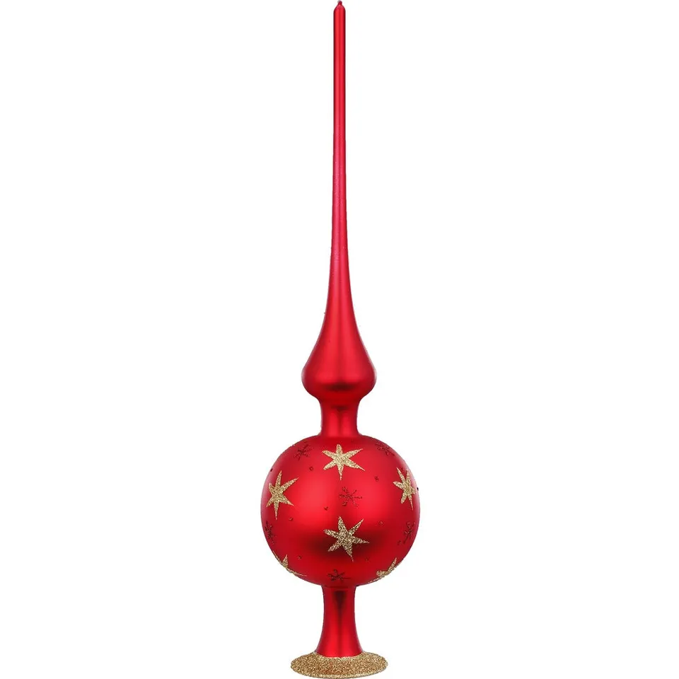 inge-glas-baumspitze-sternenhimmel-33-cm-rot-matt image 1
