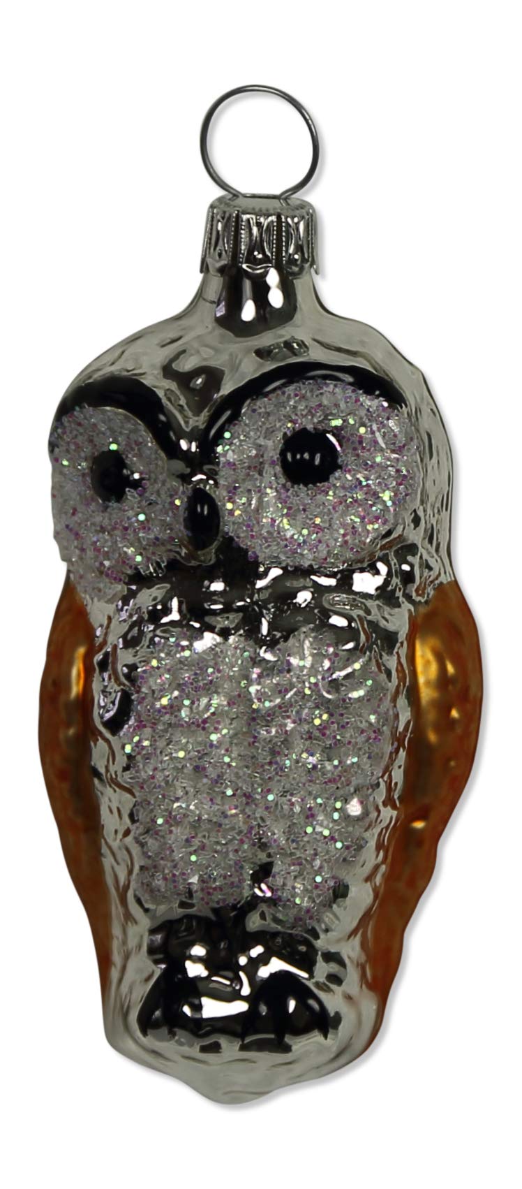 lauschaer-glas-christbaumschmuck-eule-silber-kupfer-mundgeblasen-handdekoriert image 1