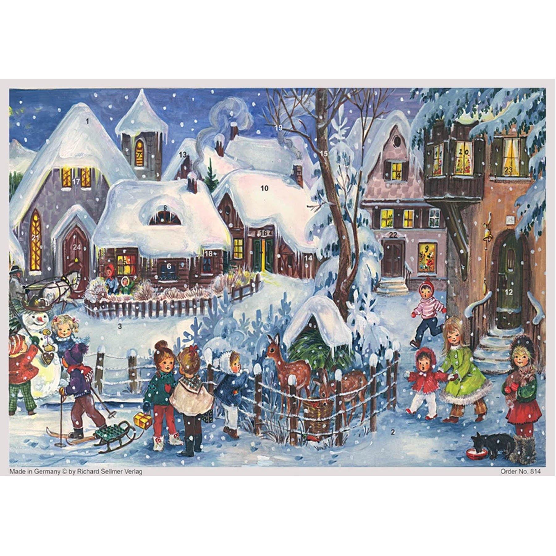 sellmer-verlag-adventskalender-a4-es-schneit-kinder-motiv-mit-glimmer image 1
