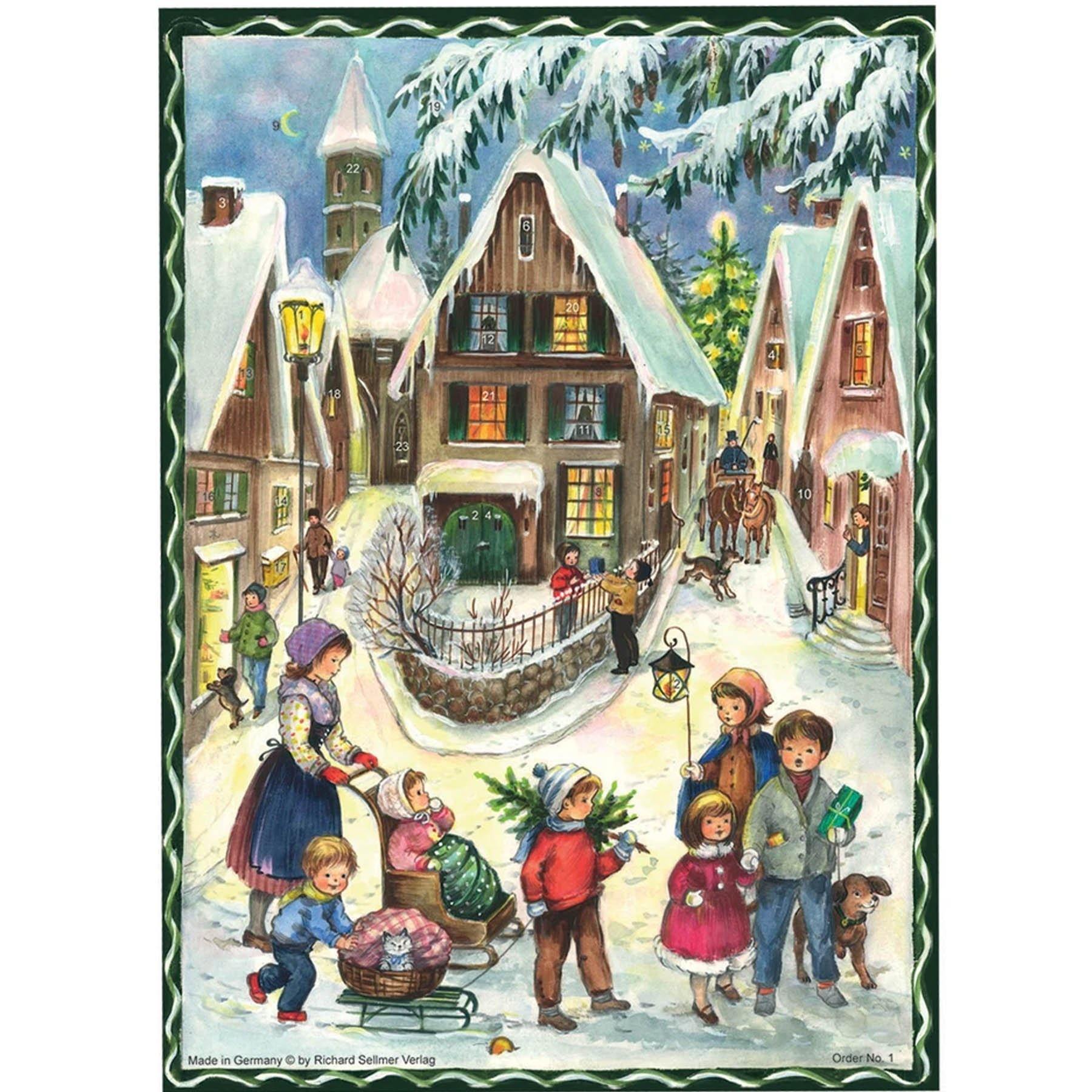 sellmer-verlag-adventskalender-a4-weihnachten-im-dorf-papier-adventskalender-hoc image 1