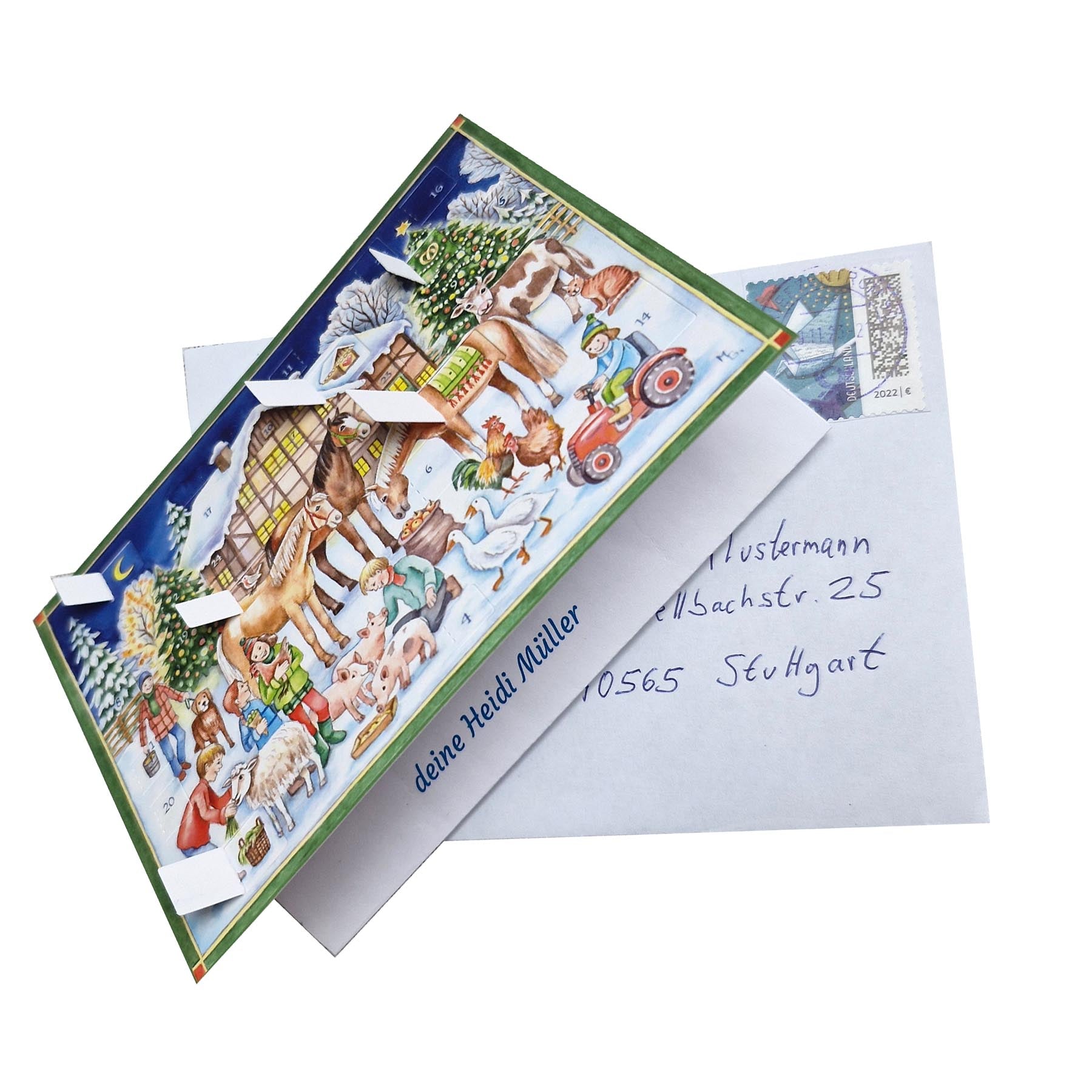 sellmer-verlag-postkarten-adventskalender-weihnachten-mit-den-tieren-bauernhof-z image 2