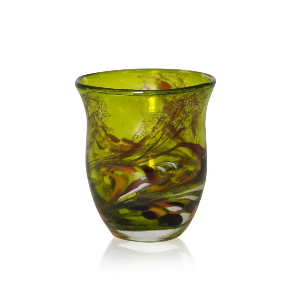 lauschaer-glas-windlicht-granulat-zitronengelb-h-13-cm-mundgeblasen-handgeformt image 1