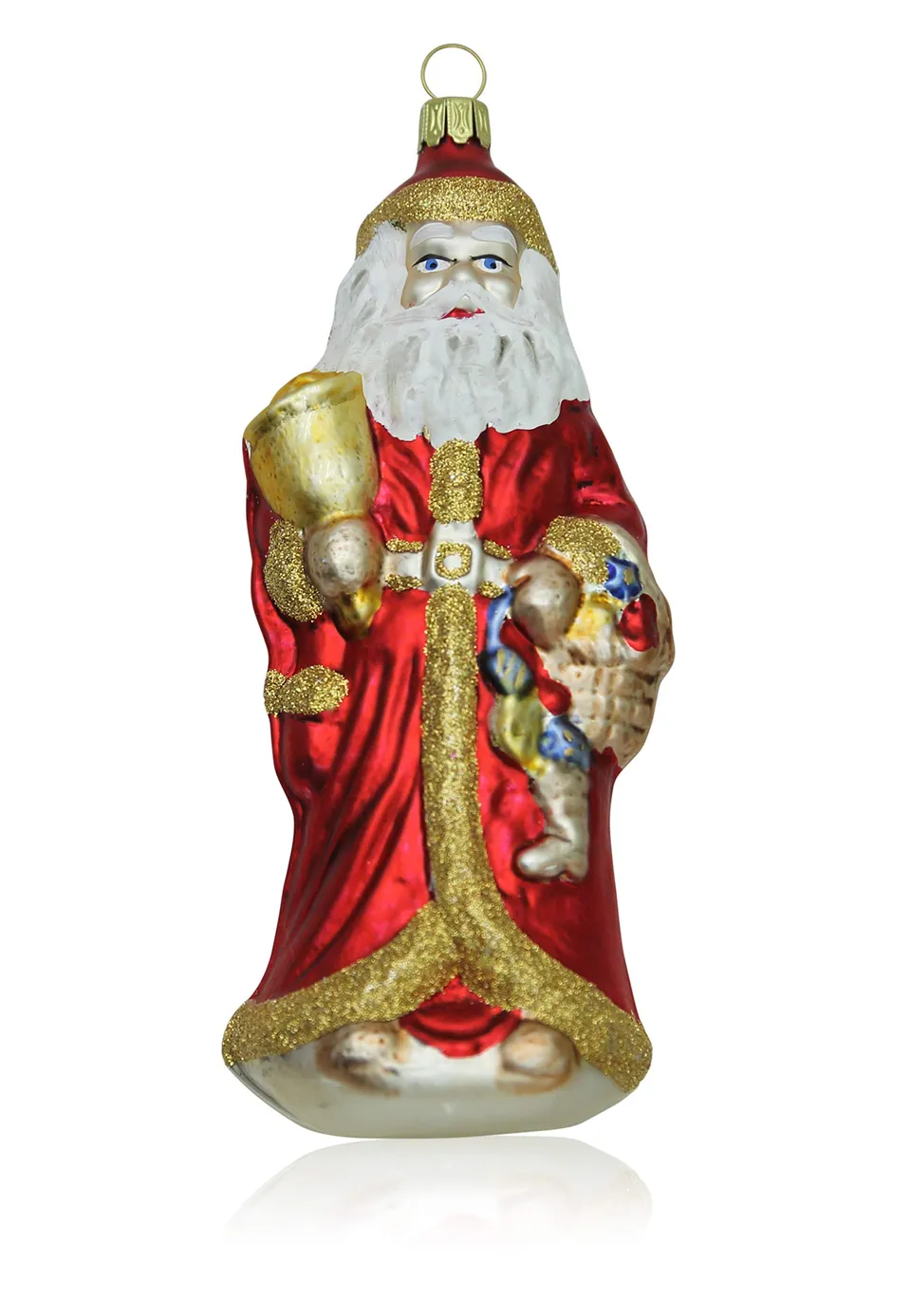 lauschaer-glas-christbaumschmuck-gro-er-weihnachtsmann-mit-glocke-mundgeblasen-h image 1