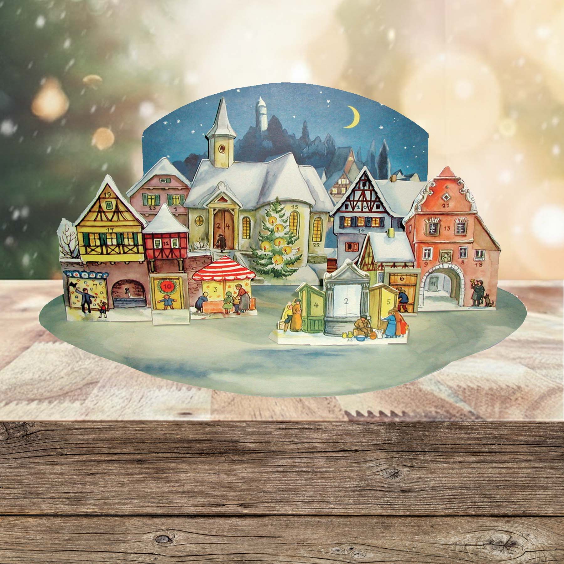 sellmer-verlag-aufstell-adventskalender-kleine-stadt-im-mondschein-1955 image 2